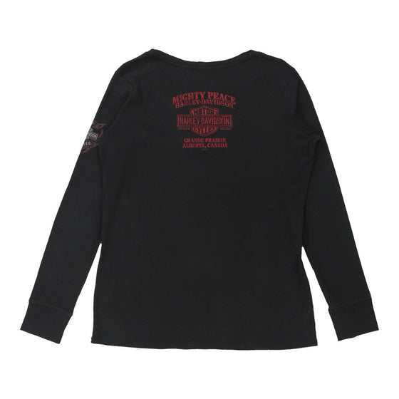 Vintage black Alberta, Canada Harley Davidson Long Sleeve Top - womens medium