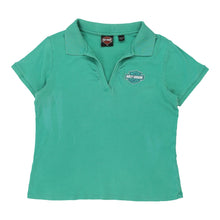  Vintage teal Harley Davidson Polo Shirt - womens x-large