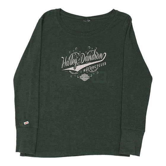 Vintage green Harley Davidson Long Sleeve T-Shirt - womens x-large