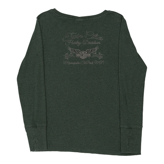 Vintage green Harley Davidson Long Sleeve T-Shirt - womens x-large