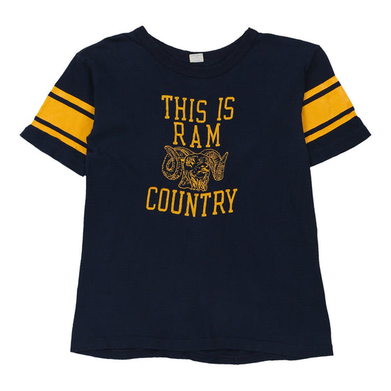 Vintage navy Single Stitch 1980s Ram Country.  Champion T-Shirt - womens large