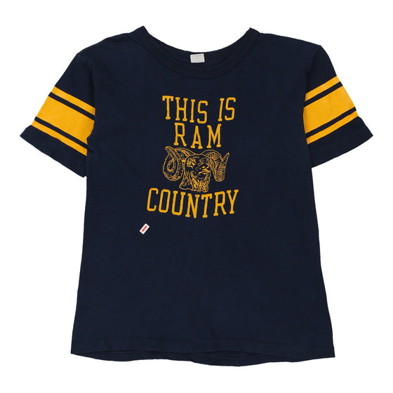 Vintage navy Single Stitch 1980s Ram Country.  Champion T-Shirt - womens large