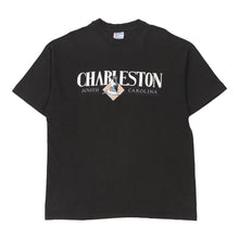  Vintage black Single Stitch Charleston. Hanes T-Shirt - mens x-large