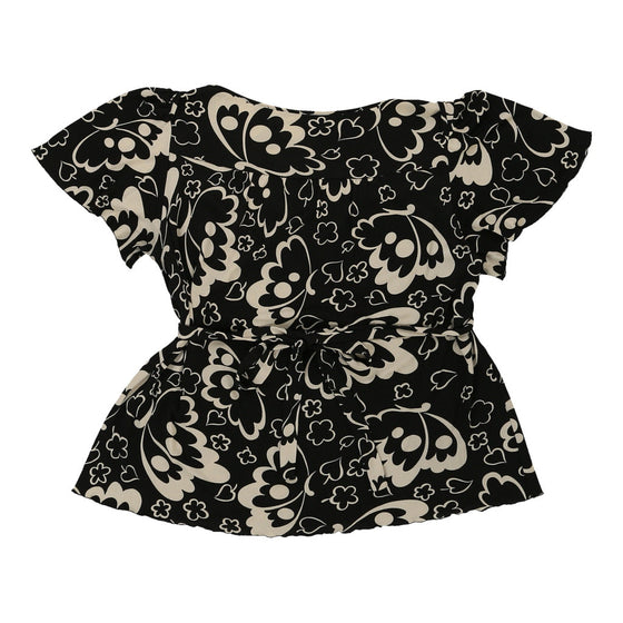 Cheap & Chic Moschino Floral Top - Large Black Viscose