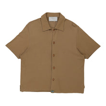  Prada Embroidered Short Sleeve Shirt - Large Brown Viscose Blend