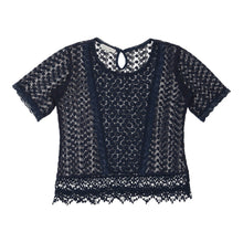  Fanatique Crochet Top - Medium Blue Cotton - Thrifted.com