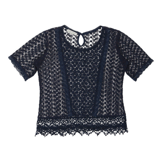 Fanatique Crochet Top - Medium Blue Cotton - Thrifted.com