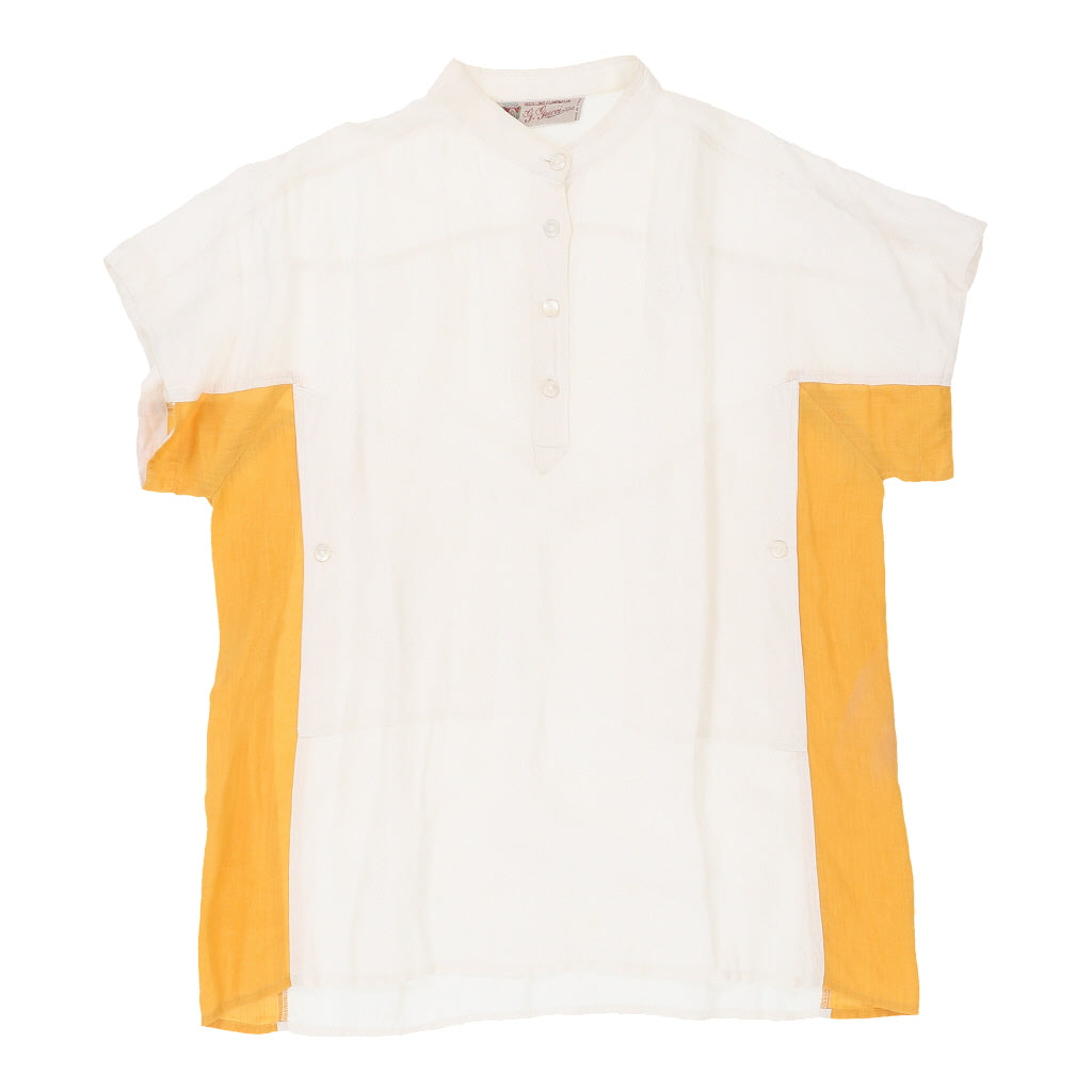 Kangol Women's Cropped Long Sleeve Polo Shirt White Size Medium Y2K