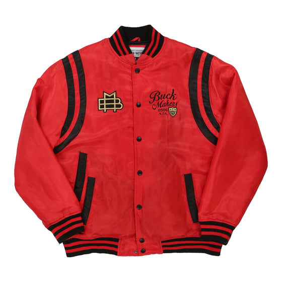 Pre-Loved red Buck Makers Varsity Jacket - mens xx-large