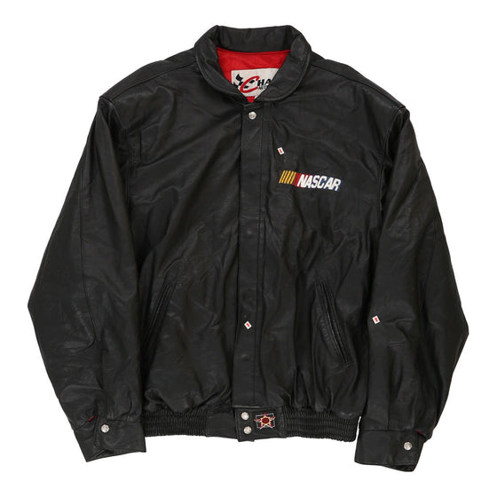 Chase Authentics Nascar Bomber Jacket XL Black Leather