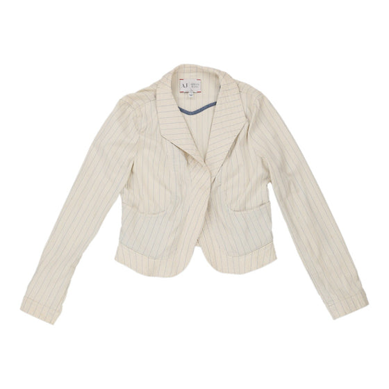 Armani Jeans Striped Jacket - Small White Cotton