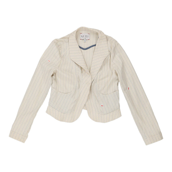 Armani Jeans Striped Jacket - Small White Cotton