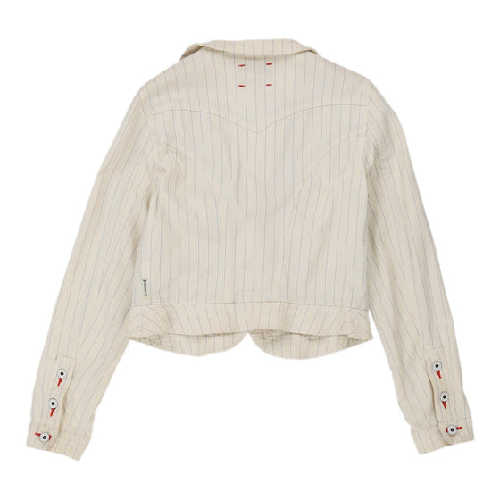 Armani Jeans Striped Jacket - Small White Cotton