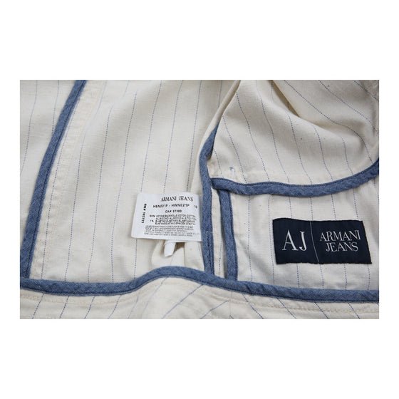 Armani Jeans Striped Jacket - Small White Cotton