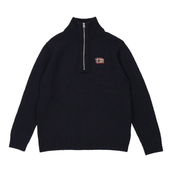 Napapijri 1/4 Zip - Medium Navy Wool Blend