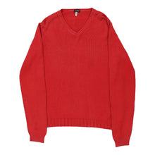  Armani Jeans V-neck Jumper - Large Red Cotton