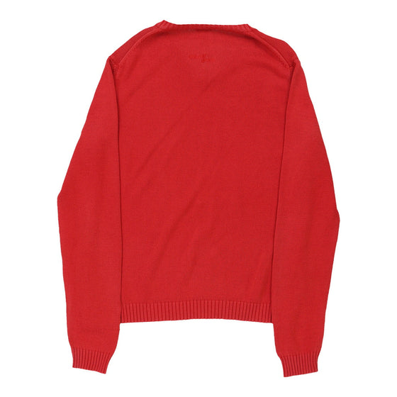 Armani Jeans V-neck Jumper - Large Red Cotton