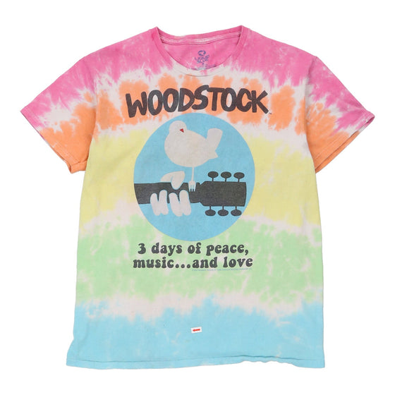 Vintage multicoloured Woodstock Liquid Blue T-Shirt - mens medium