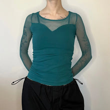  Vintage teal Calliope Long Sleeve Top - womens x-small