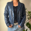 Vintage blue Society Leather Jacket - womens medium