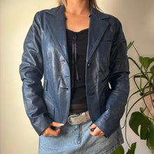  Vintage blue Society Leather Jacket - womens medium