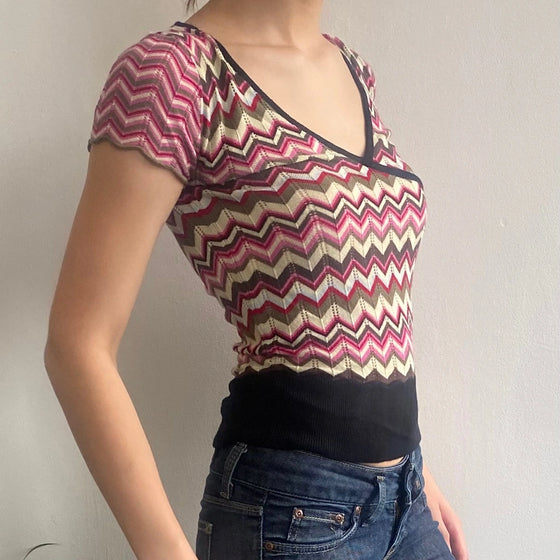 Vintage multicoloured Review Top - womens small