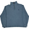 Polo Ralph Lauren 1/4 Zip Sweatshirt - Large - Blue Cotton