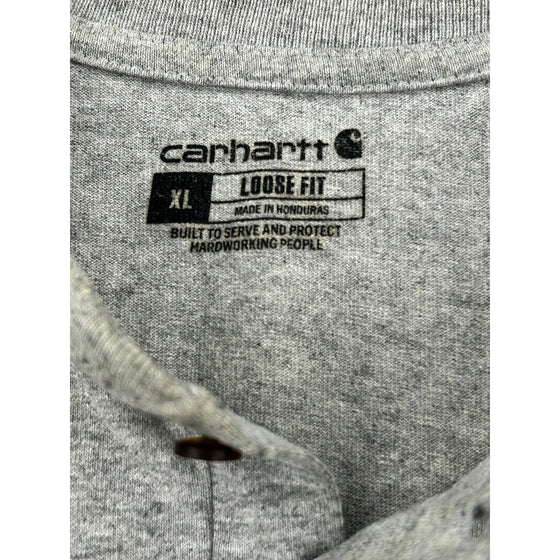 Carhartt Henley Pocket T-Shirt - XL - Grey Cotton Blend