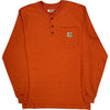 Carhartt Loose Fit Long Sleeve Henley Shirt - Small - Orange Cotton Blend