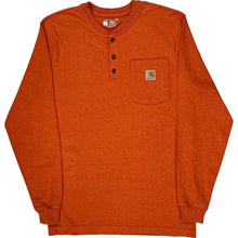  Carhartt Loose Fit Long Sleeve Henley Shirt - Small - Orange Cotton Blend