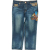 Hip Hop Big Train Embroidered Denim Jeans - 42W 31L - Blue Cotton