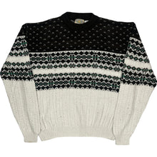  Aaron Mills Fair Isle Jumper - Large - Black & White Acrylic