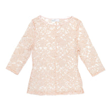  Internationale Lace Long Sleeve Top - Large Pink Cotton - Thrifted.com