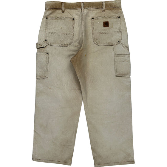 Carhartt Dungaree Fit Carpenter Trousers - 35W 27L - Beige Cotton