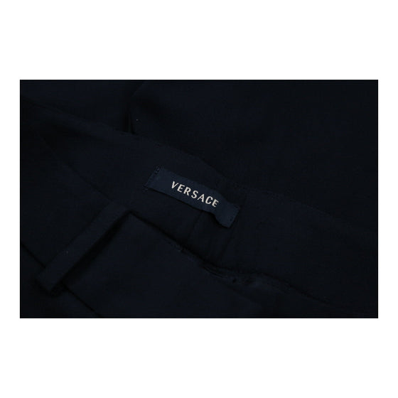 Versace Trousers - 32W UK 12 Black Wool Blend