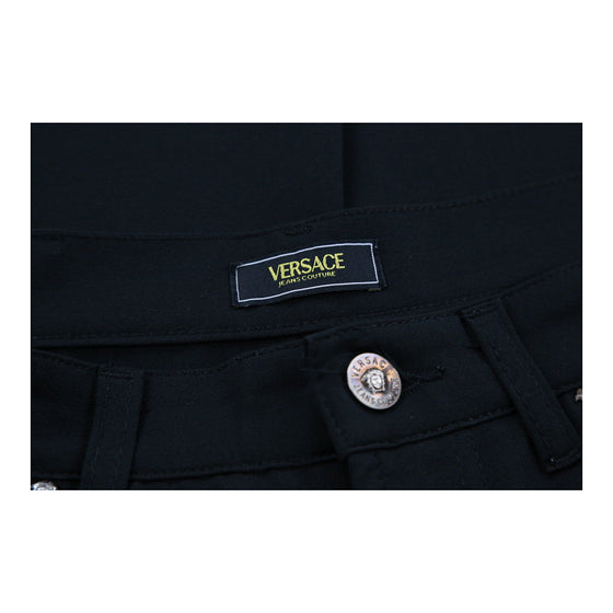 Versace Trousers - 30W UK 10 Black Polyester Blend