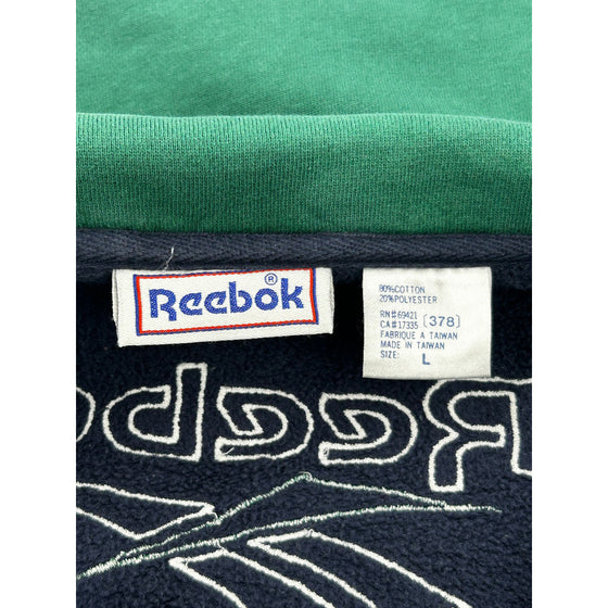 Reebok 1/4 Zip Sweatshirt - Large - Green Polyester Blend