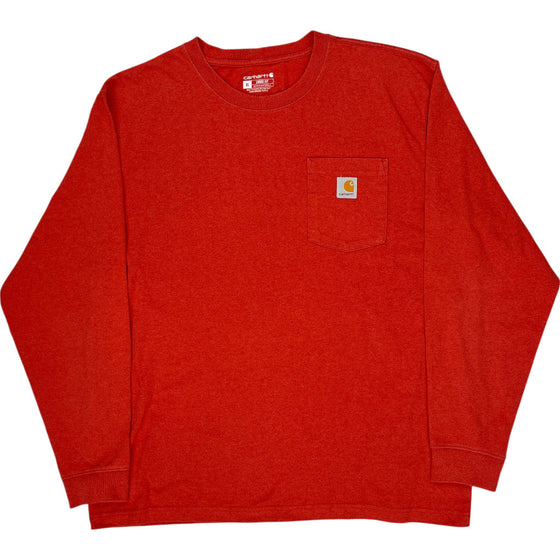 Carhartt Loose Fit Pocket Long Sleeve T-Shirt - XL - Red Cotton Blend