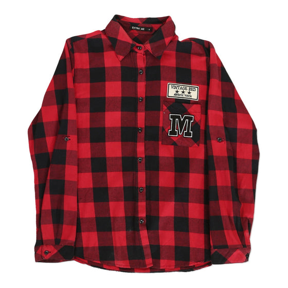 Extra Me Checked Flannel Shirt - Small Red Cotton - Thrifted.com