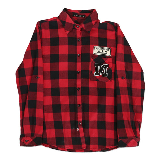 Extra Me Checked Flannel Shirt - Small Red Cotton - Thrifted.com