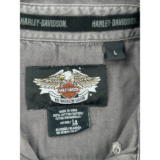 Harley-Davidson Sleeveless Denim Shirt - Large - Grey Cotton