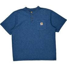  Carhartt Henley T-Shirt - Large - Blue Cotton Blend