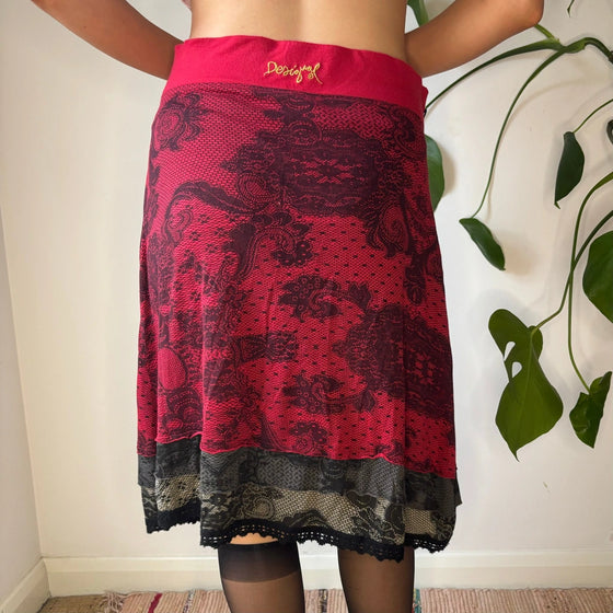 Vintage red Desigual Mini Skirt - womens 31" waist