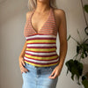 Vintage multicoloured Miss Bikini Halterneck Top - womens small