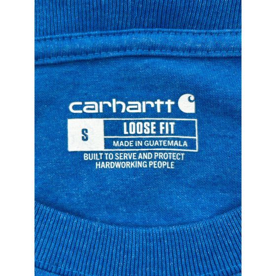 Carhartt Rugged Long Sleeve T-Shirt - Small - Blue Cotton Blend