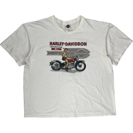 Harley Davidson Graphic T-Shirt - XXX-Large - White Cotton