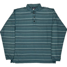  Patagonia Striped Long Sleeve Polo Shirt - Medium - Blue Cotton