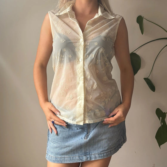 Vintage white Prisma Blouse - womens medium