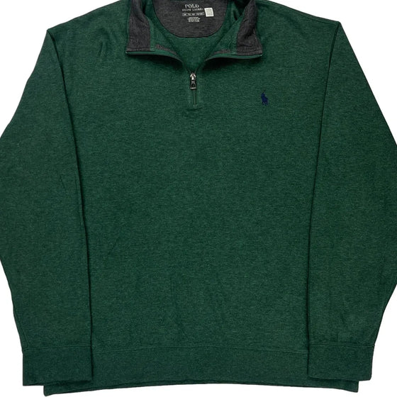 Ralph Lauren 1/4 Zip - 2XL Green Cotton Blend