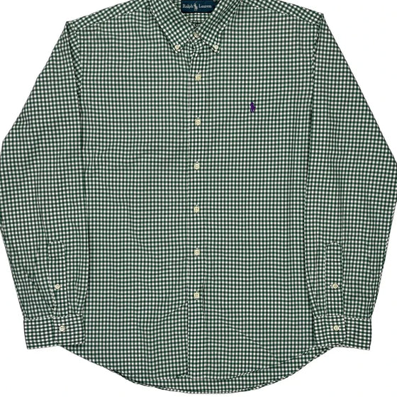 Ralph Lauren Checked Shirt - Large Green Cotton